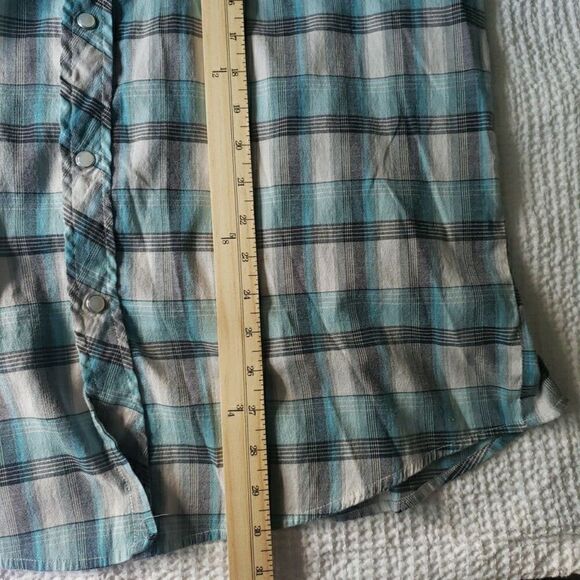 Casual Country Mens Long Sleeve Pearl Snap Shirt Blue Plaid Size XL *FLAW - Picture 8 of 16